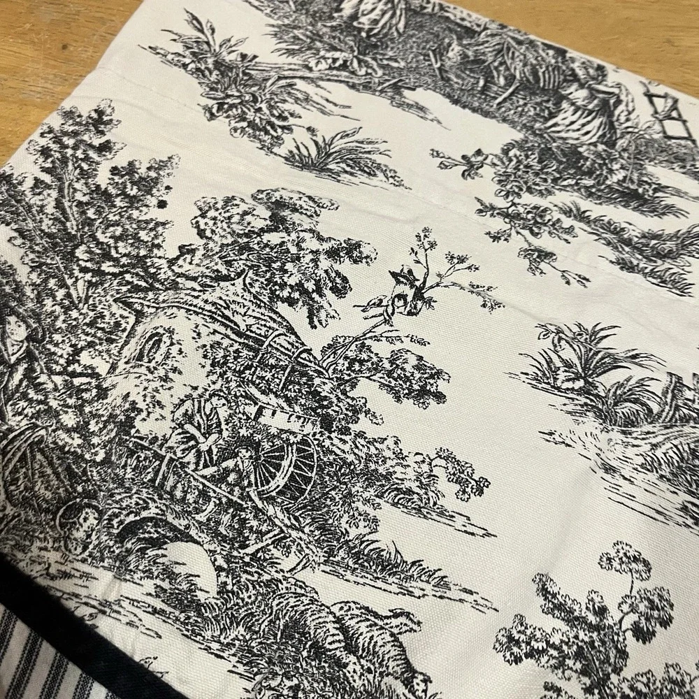 Waverly Garden Room‎ Double Layer Ascot Valance Wellington Toile Black 58x19